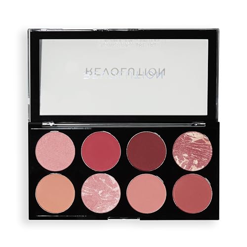Revolution, Ultra Blush Palette, 8 Pigmented Shimmer & Matte Makeup Shades, Blendable Powder Blush Formula, Vegan & Cruelty-Free, Sunset Burst, 1.6g
